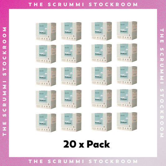 20-pack of boxes from The Scrummi Stockroom on a white background with pink borders.